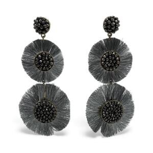 BaubleBar Mariette Fringe Drop Earrings in Gray
